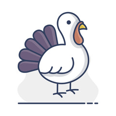Cute Turkey Bird Minimal Line Icon