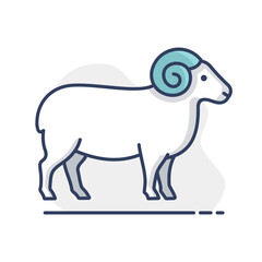 White Ram Sheep Minimal Line Icon