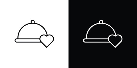 Wedding dinner icon in black and white linear versions