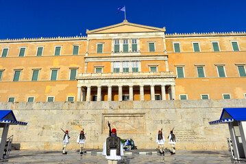 Wachwechsel am griechischen Parlament in Athen (Griechenland)