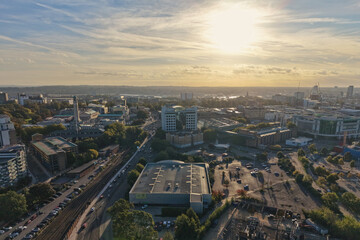 Fototapeta premium Morning aerial photo above Southampton, Hampshire, UK