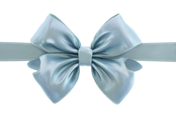 Top-down view of ribbon and bow flat lay, isolated on transparent background.
