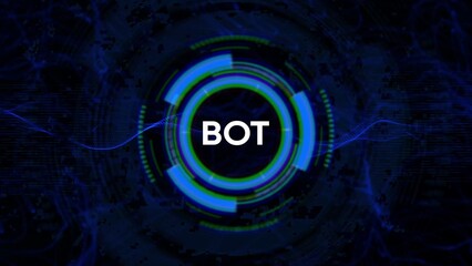 AI Bot Interface with Blue Green Circular HUD and Dark Abstract Background artificial intelligence