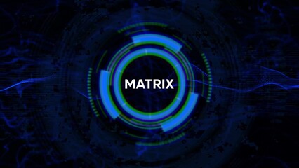 Digital Matrix Interface with Concentric Circles and Data Waves technology futuristic