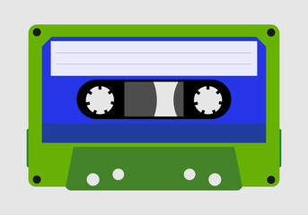 Cassette o cinta vintage en azul y verde