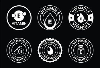 Vitamin E Icon Collection Antioxidant Supplement Health and Nutrition Concepts for Wellness