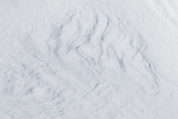 Relief snow surface with pale blue shadows creates a calm, wintry backdrop