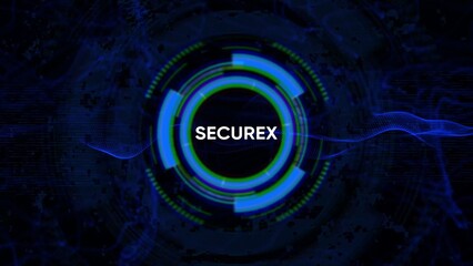 Securex Text on a Futuristic Blue and Green Circular Digital Interface Background security technology