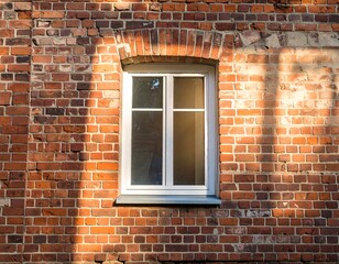 Fototapeta premium Brick wall with window and sun shadows