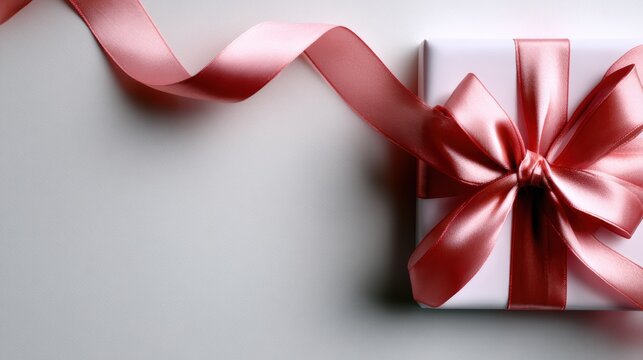 A beautifully wrapped gift box adorned with a luxurious ribbon suggests thoughtful gifting options for celebrations, expressing love and appreciation for special moments in life.