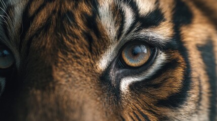 Create a high-quality, viral, realistic-type, and detailed image from the front angle of the tiger's eye from a close-up front angle, the image is in realistic style with high-quality details
