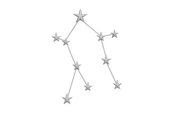 Aquarius constellation formed by bright stars and connecting lines. Representing the water bearer sign on a transparent background