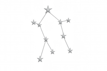 Aquarius constellation formed by bright stars and connecting lines. Representing the water bearer sign on a transparent background