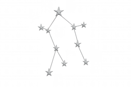 Aquarius constellation formed by bright stars and connecting lines. Representing the water bearer sign on a transparent background