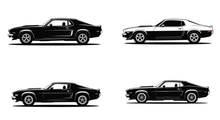 Fototapeta premium Classic Car Vector Silhouettes