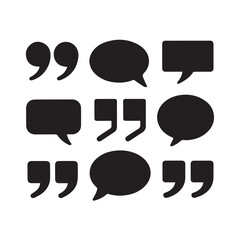 Communication and Testimonial Icons: Quotation Marks and Talk Bubbles