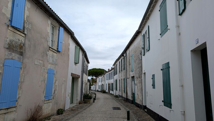 Old Stone Houses with Blue and Green Shutters, Ars-en-Ré, Ile de Re, France: 