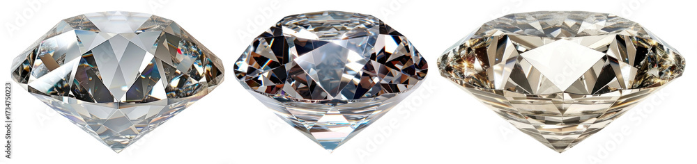 Canvas Prints png three sparkling cut diamonds displayed, element set on transparent background