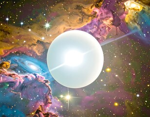 Bright orb in a swirling nebula