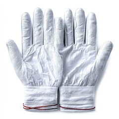 Pair of White Textured Gloves Isolated on White Background, Top View