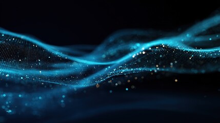   A picture of waves of blue light on a dark background that is out of focus