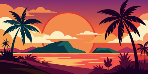 Obraz premium tropical beach with palm trees