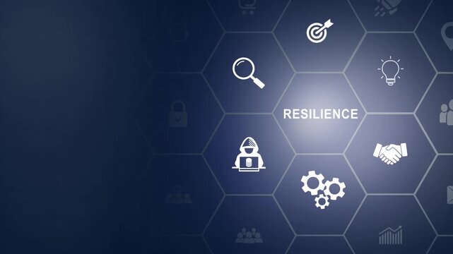 Resilience business for sustainable and inclusive growth concept. The ability to deal with adversity, continously adapt and accelerate disruptions, crises. Build resillience icon background animation