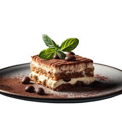 Tiramisu slice on a plate