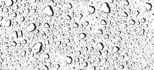 Small water drops texture vector. Rainy window overlay texture. Rain on glass background. Abstract halftone textured effect. Vector Illustration. EPS10.