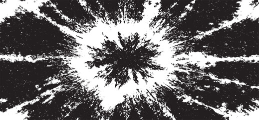 Circular starburst explosion texture. Distressed uneven grunge background. Abstract vector illustration. Overlay to create interesting effect and depth. Isolated on white background.