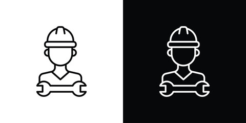 Engineer icon in black and white linear versions