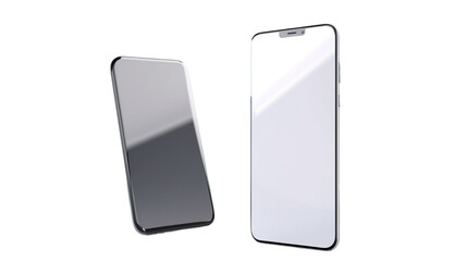 Two modern smartphones with blank screens
