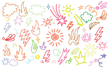 Colorful doodle elements on a white background design