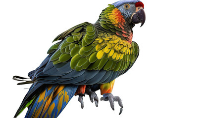 Vibrant parrot portrait, colorful plumage, detailed feathers
