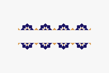 border pattern with blue yellow geometric flower ornament floral design element frame vector