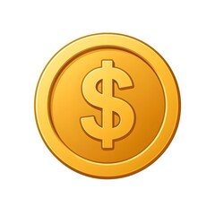 Obraz premium Shiny Golden Dollar Coin Icon with Currency Sign for Finance, Wealth, Payment, and Global Economy Symbolism