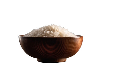 Wooden bowl filled with uncooked rice