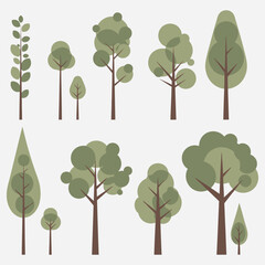 Stylized Trees Vector Illustration Nature, Forest, and Plant Design