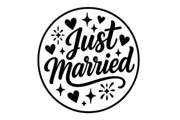 Just Married Elegance. Just Married B. modern hand lettering, smooth curves, balanced composition, clear