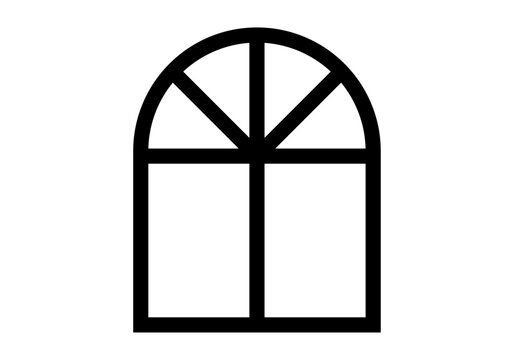 Ventana semicircular. Ventanal. Icono de ventana