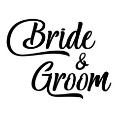 Bride and Groom Wedding Word Typography isolated on a Transparent Background