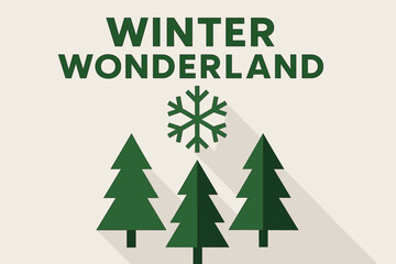 Minimalist Winter Wonderland. Winter Wonderland. geometric sans heavy, flat fills, long angled shadows,