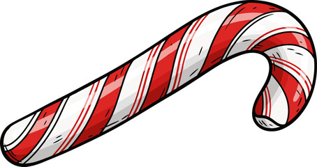 Obraz premium Vector Drawing of Striped Christmas Candy Cane.