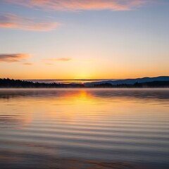 Naklejka premium Sunrise over Calm Lake Water.
