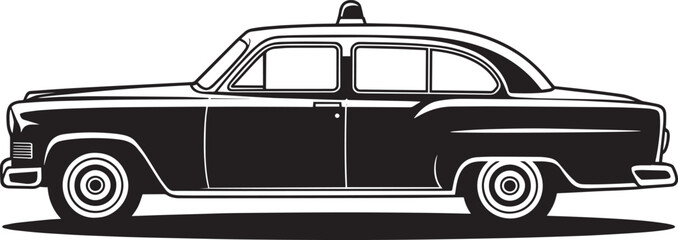 Classic Car Silhouette with Roof Light and Ornate Details