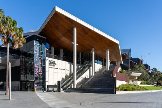 Sydney, New South Wales, Australia - August 12, 2025: The stair and escalator to International Convention Centre Sydney (ICC Sydney) in Darling Harbour. Sydney, Australia. 