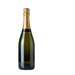 Champagne Bottle With Golden Foil isolated on white transparent background, PNG 