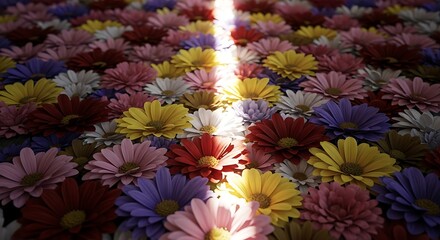 Colorful Flowers Focused Light Path.