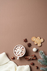 Winter flat lay background.