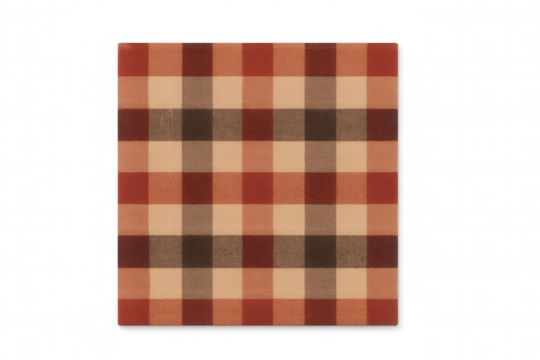Warm toned plaid fabric presenting a checked textile pattern with beige, brown, and red squares, transparent background - Powered by Adobe
